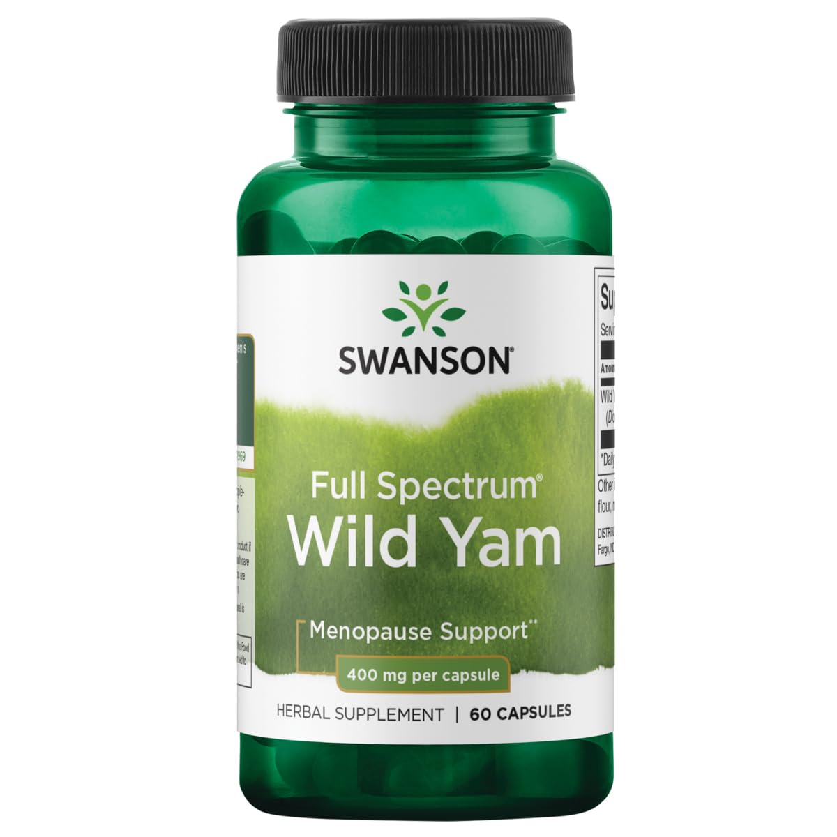 Swanson Yam sauvage spectre complet en bouteille, 400 mg par capsule pour le confort quotidien