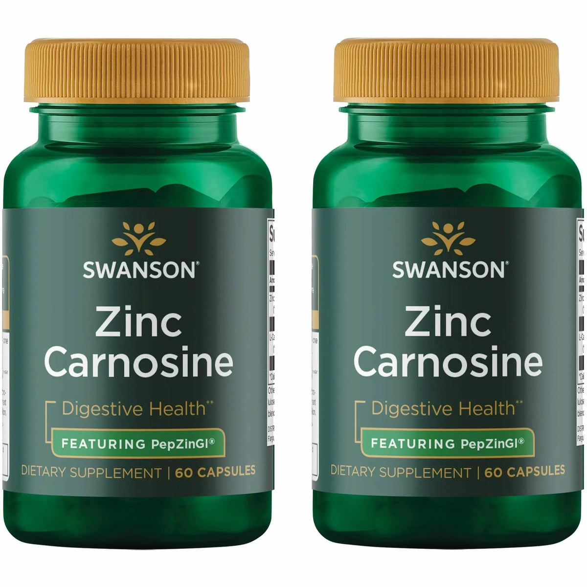 Swanson Zinc Carnosine – bouteille avec gélules, soutien potentiel à la muqueuse gastrique.