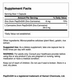 Swanson Zinc Carnosine – étiquette lisible sur la boîte, solution pratique pour votre routine.
