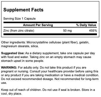 Swanson Zinc Citrate – Gélules faciles à avaler, routine quotidienne