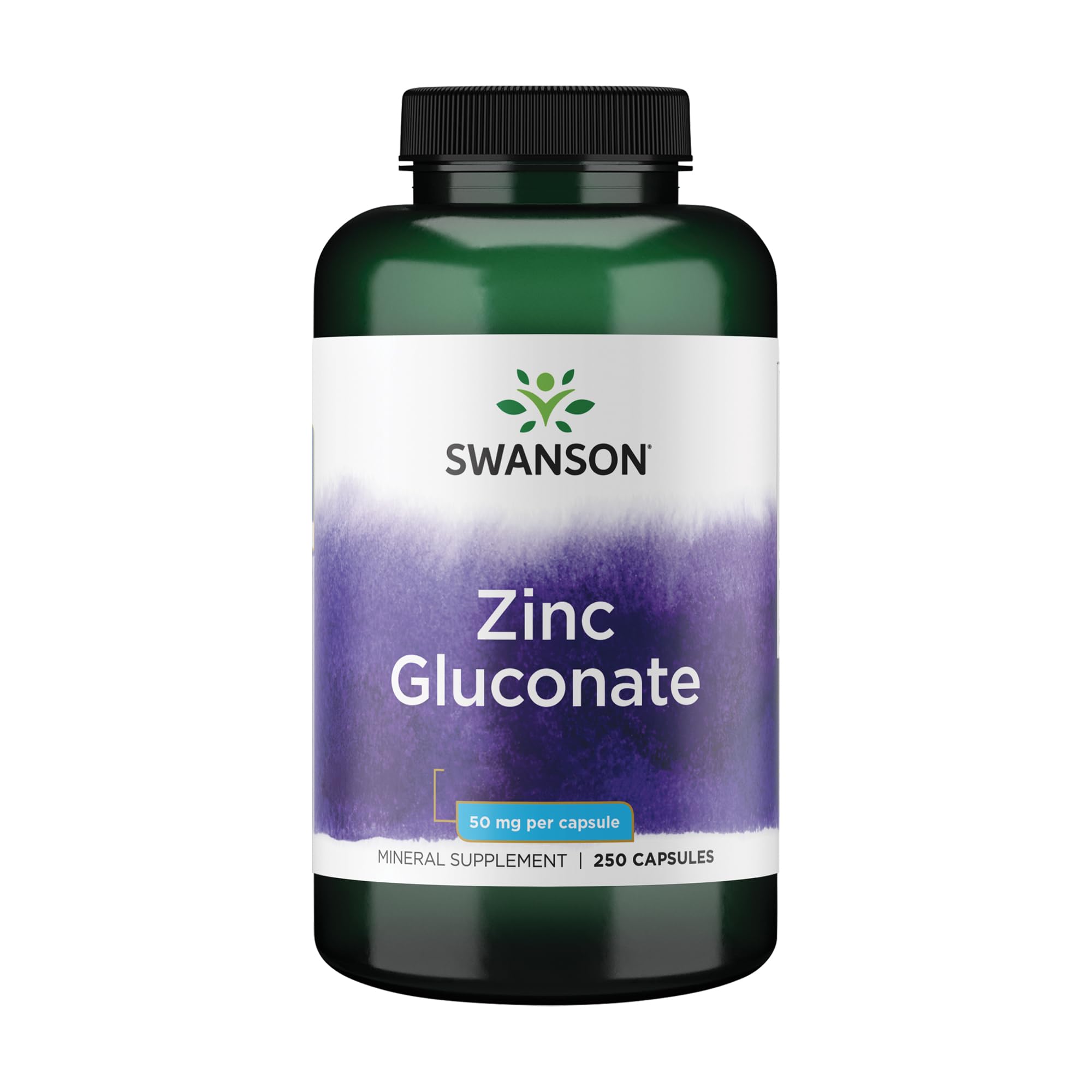 Swanson zinc gluconate, bouteille gelules, soutien potentiel du systeme immunitaire et de la vision