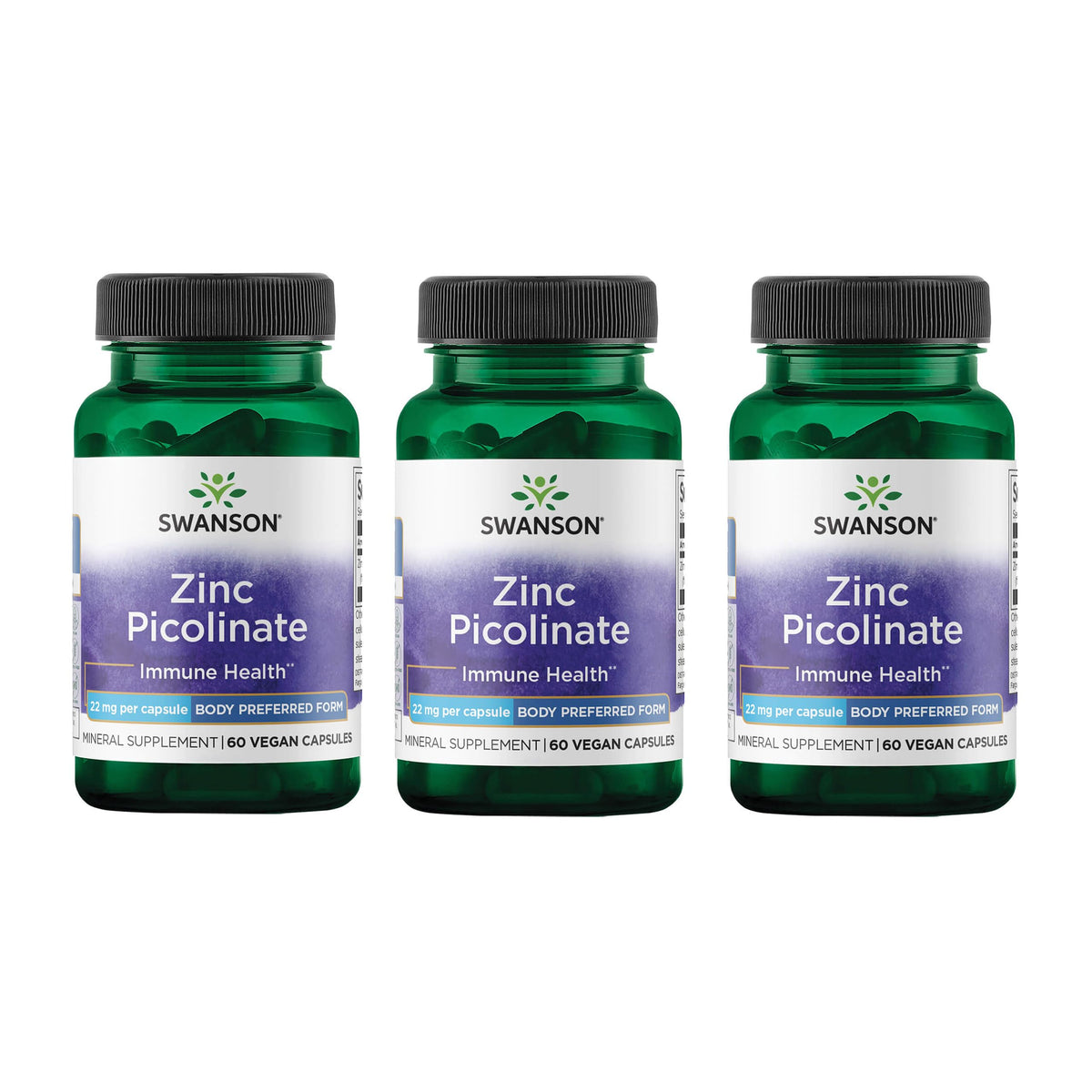 Swanson zinc picolinate – boîte de 60 gélules, soutien global et absorption potentielle.