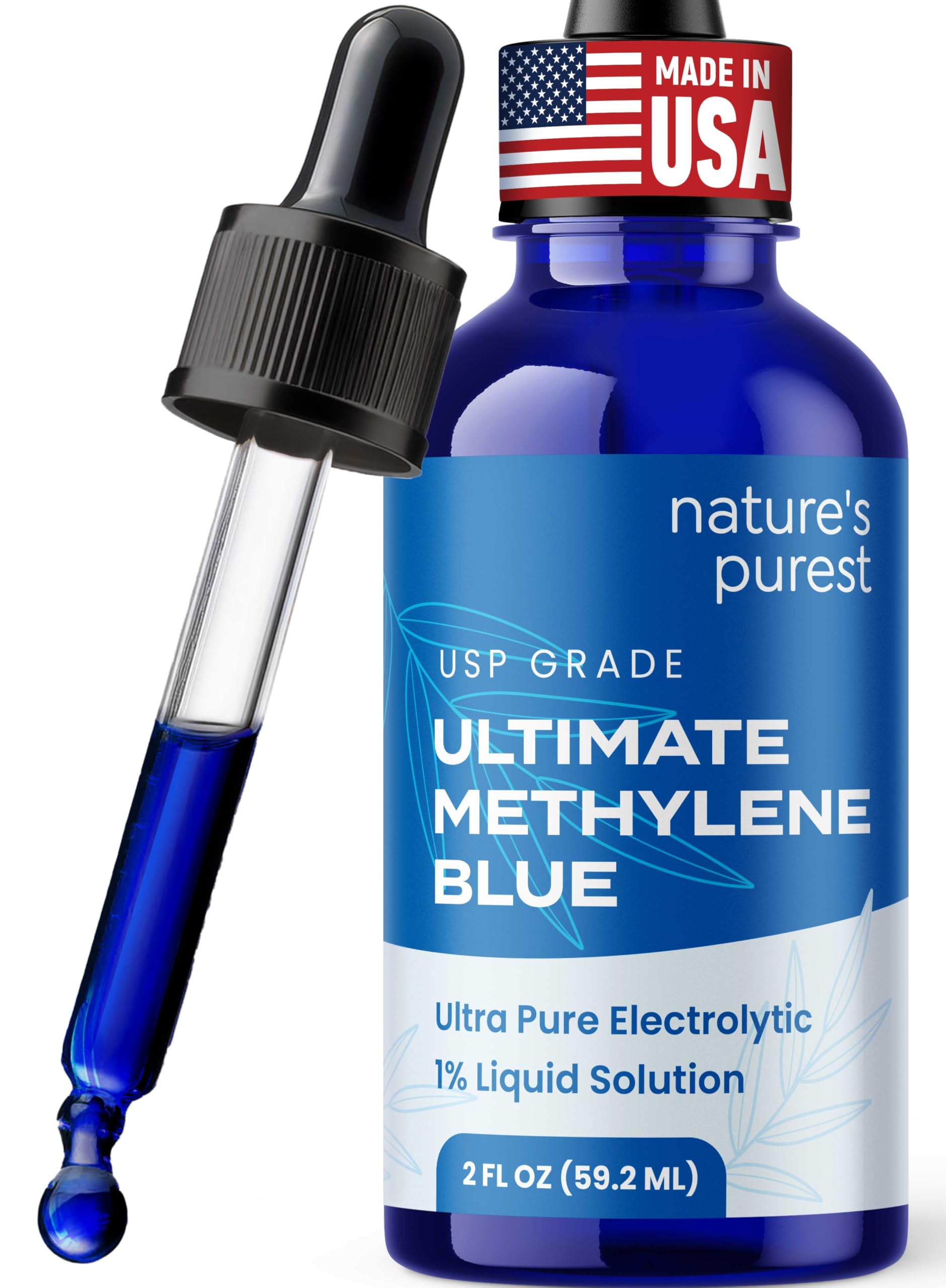 Sweat & Soul Methylene Blue, bouteille en verre 2oz; soutien potentiel d'énergie.