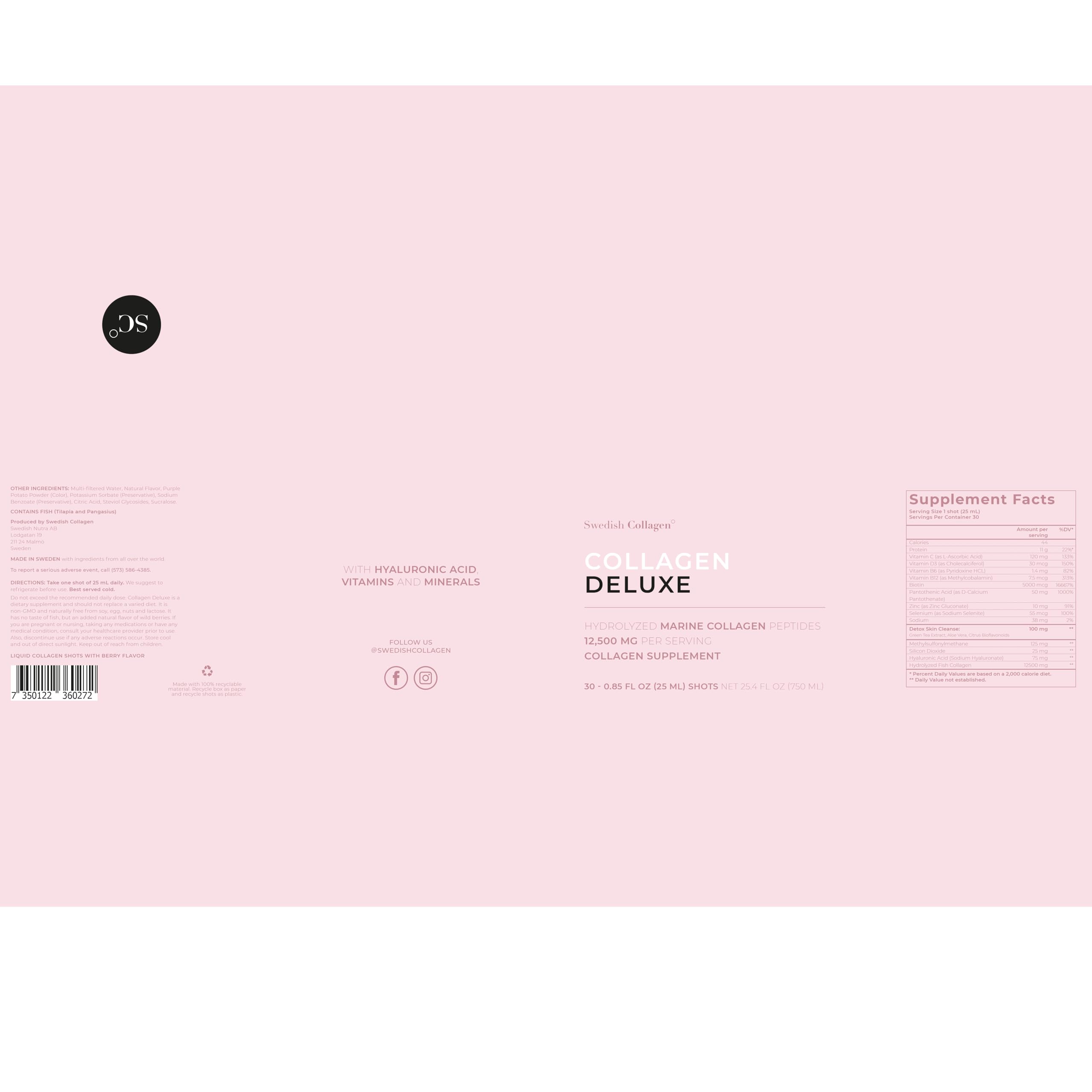 Swedish Collagen Deluxe – support quotidien pour cheveux, peau et ongles
