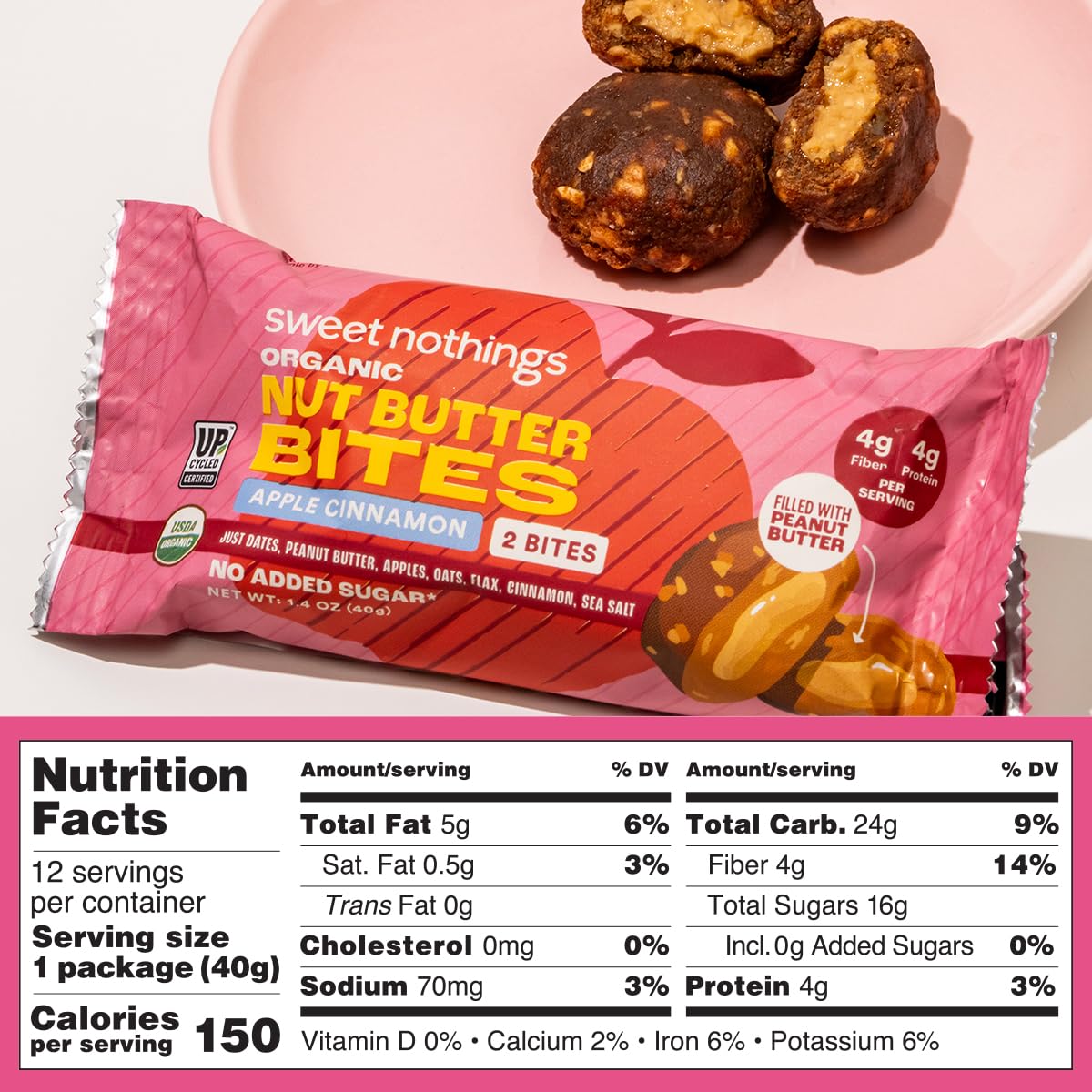 Sweet Nothings bouchées-noix-proteines vegetales – portion pratique après l'entraînement.