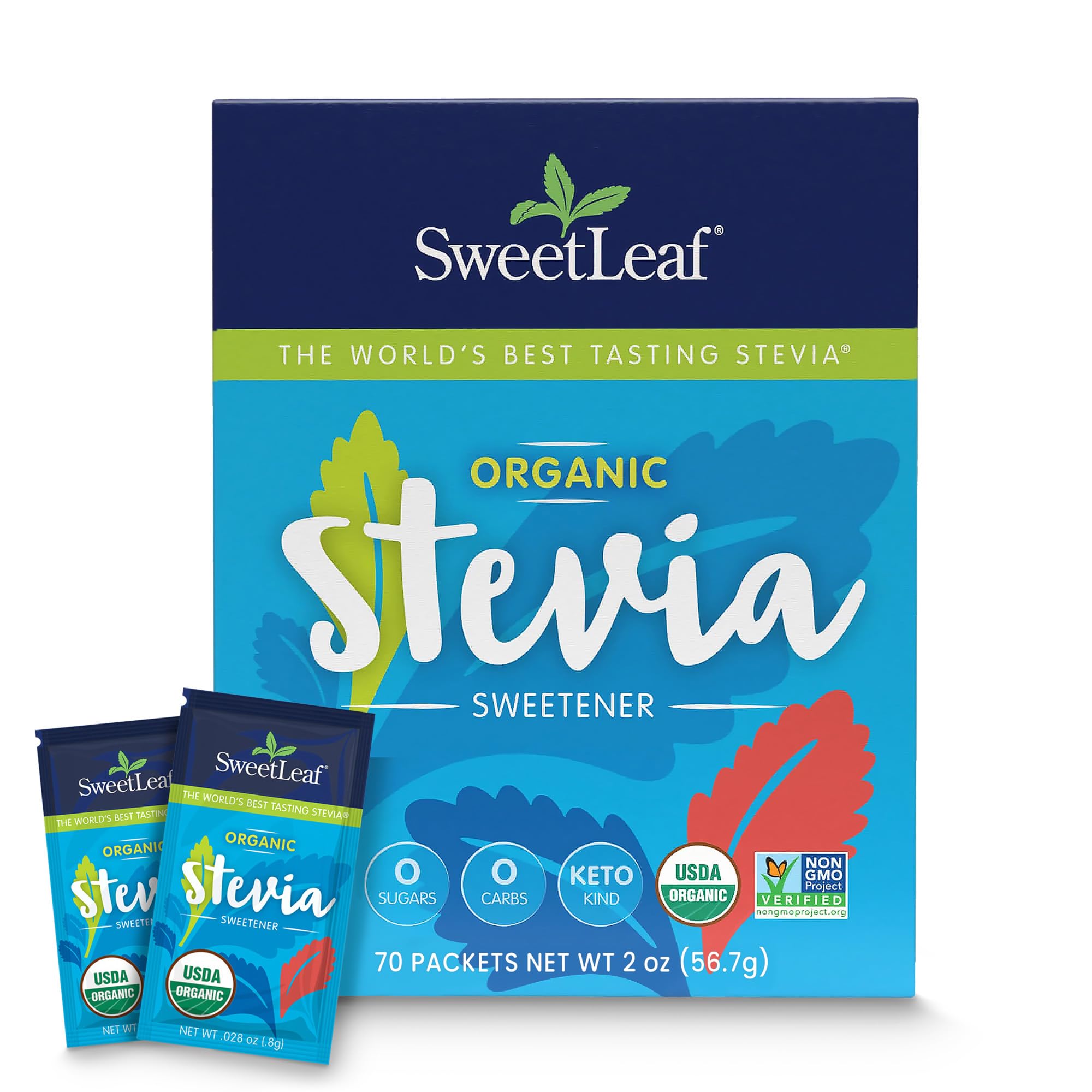 SweetLeaf Stevia en poudre, paquet 70, douceur naturelle sans calories pour vos boissons.