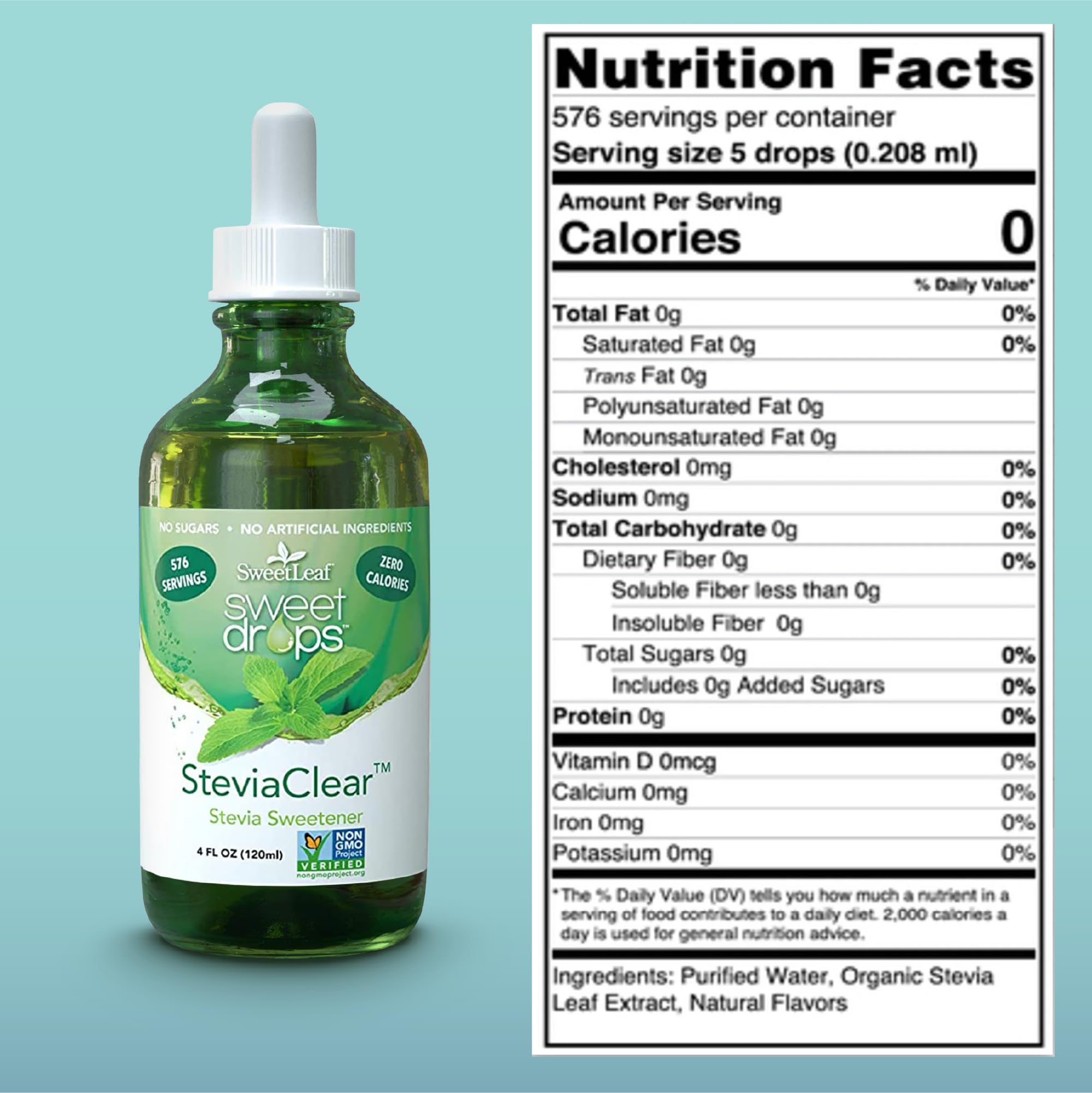 Gouttes SweetLeaf Steviaclear idéales pour café et thé.