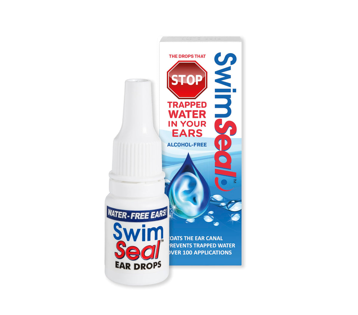 Gouttes SwimSeal dans une bouteille, protection des oreilles lors de la natation