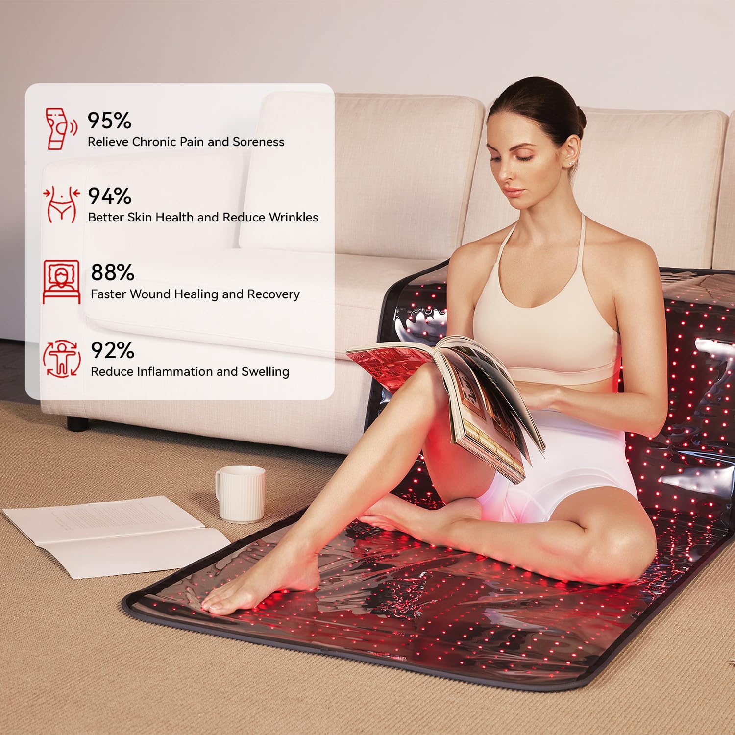 SWIRISE Tapis lumière rouge pour corps entier, rituel bien-être à domicile