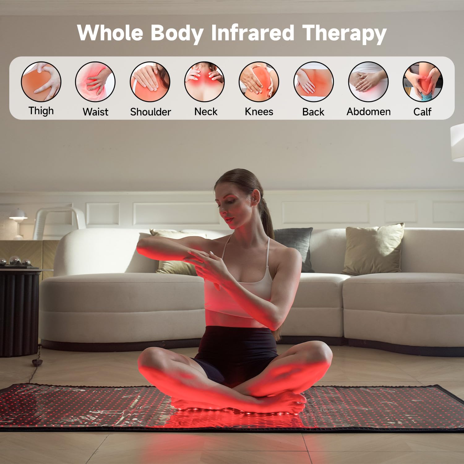 SWIRISE Tapis lumière rouge épaule détendue après une longue session de travail
