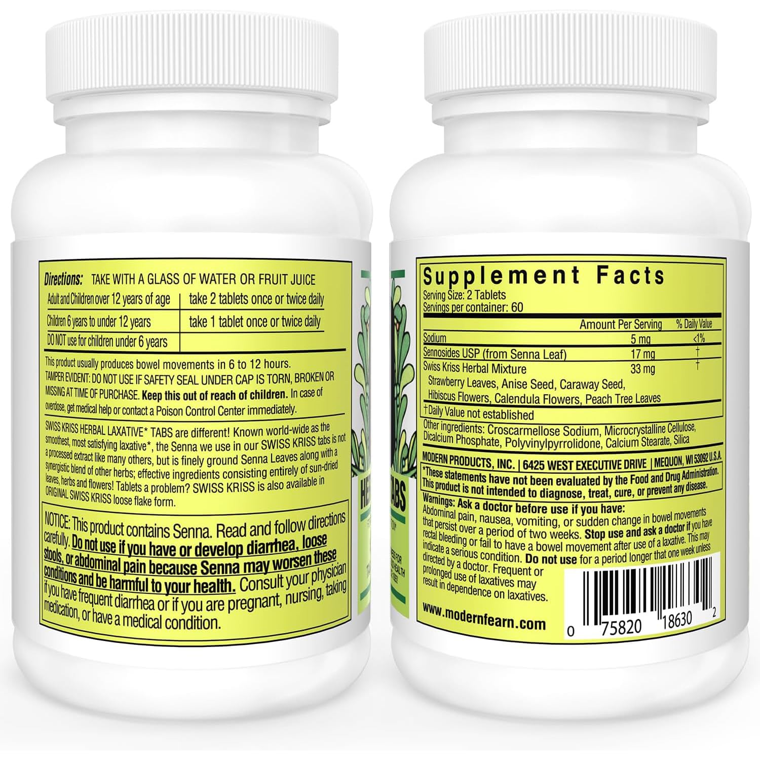 Tablettes Swiss Kriss laxatif herbales, aperçu dosage adulte pratique
