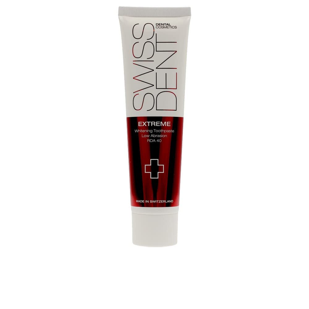 Dentifrice Swissdent extrême blanchiment en douceur et protection des gencives.