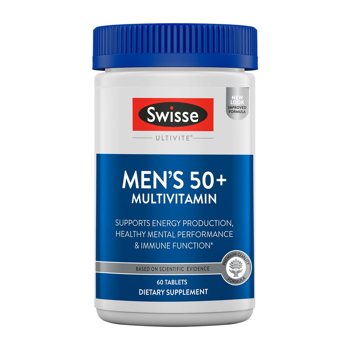 Swisse multivitamine homme 50+, flacon et énergie au quotidien