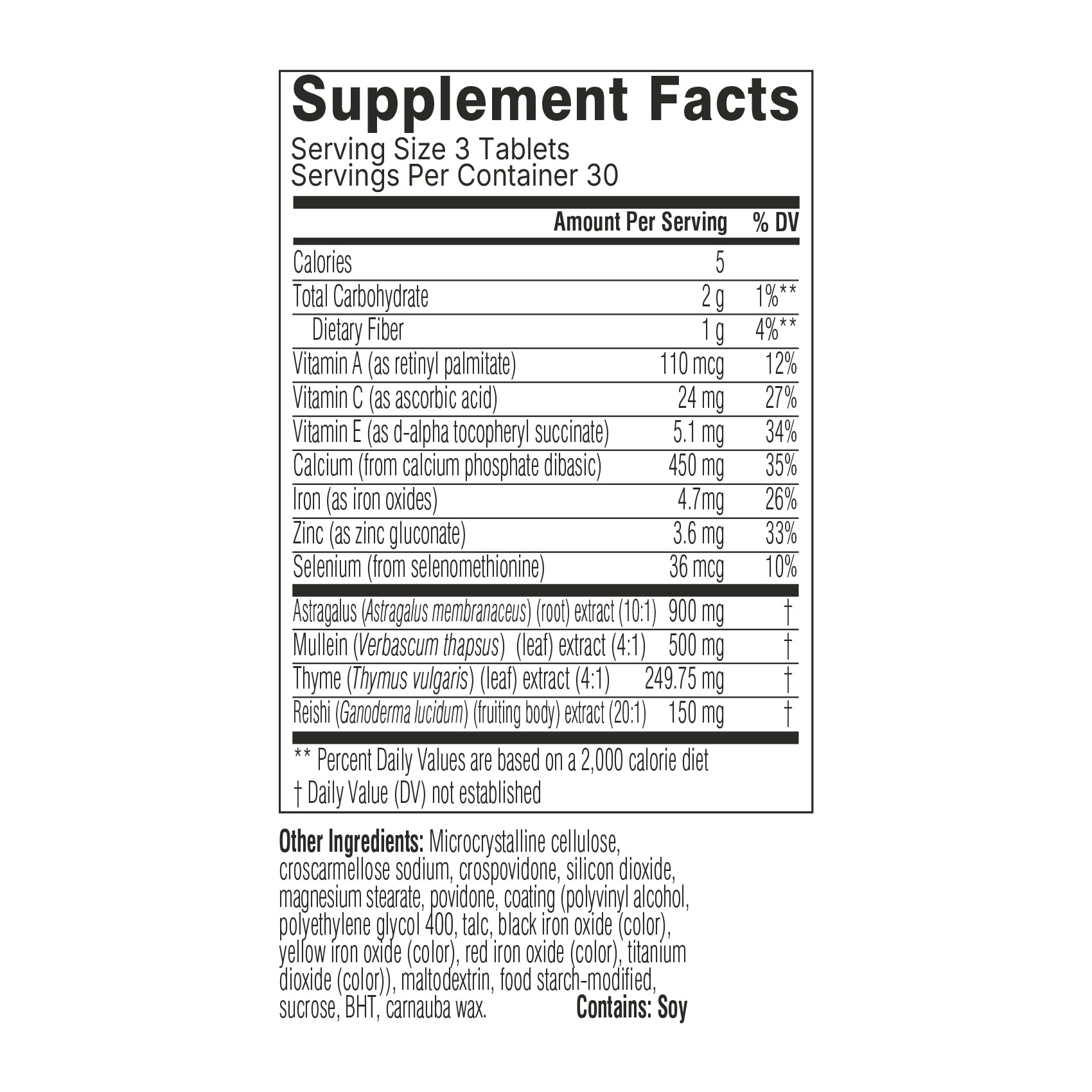 Swisse Mullein Lung Cleanse label vegan: sans lactose ni gluten.