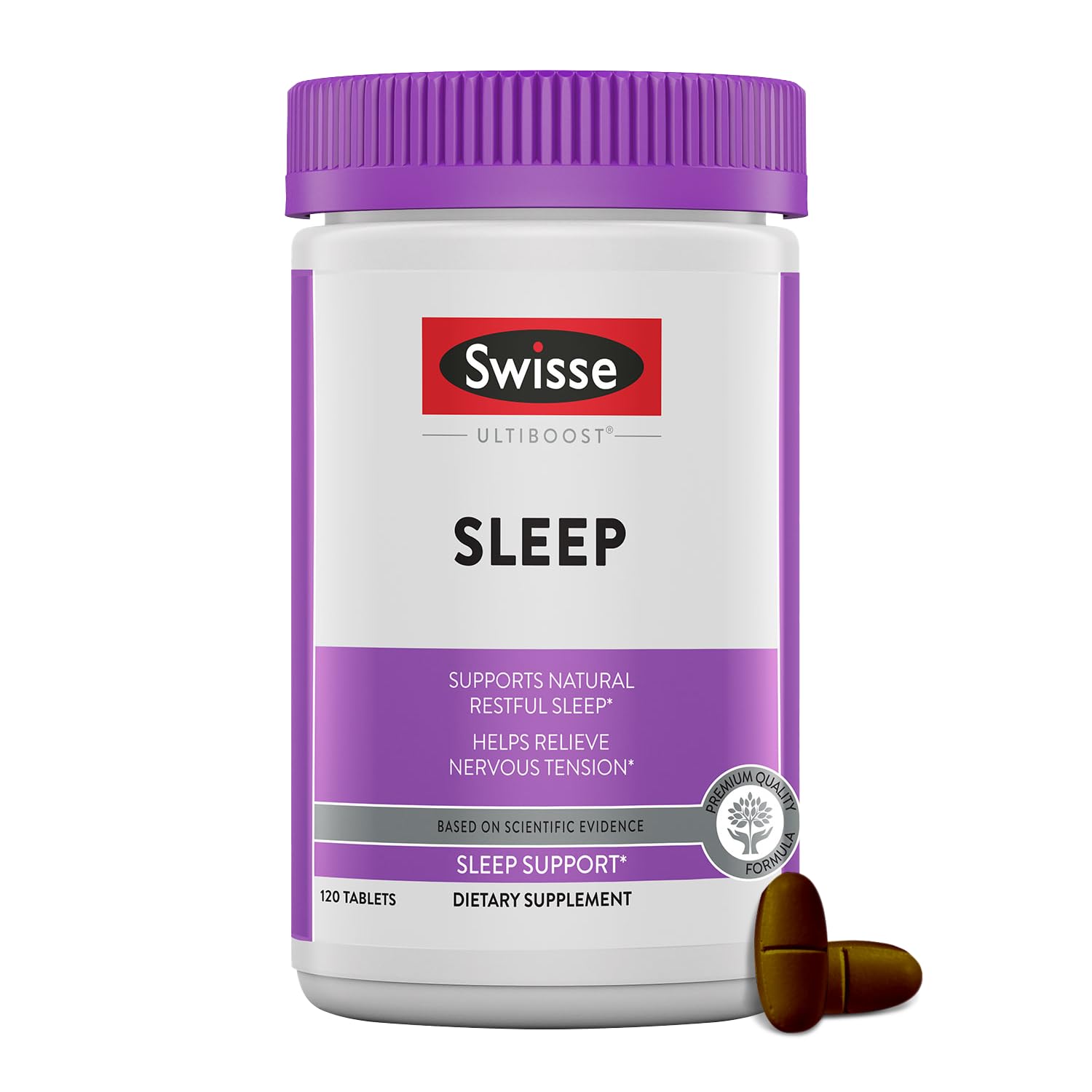 Swisse Sleep Valerian: bouteille ouverte pour une détente nocturne potentielle.