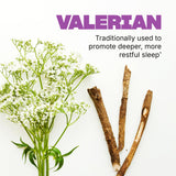 Swisse Sleep Valerian: ingrédients clés magnésium, réglisse et houblon pour relaxation.