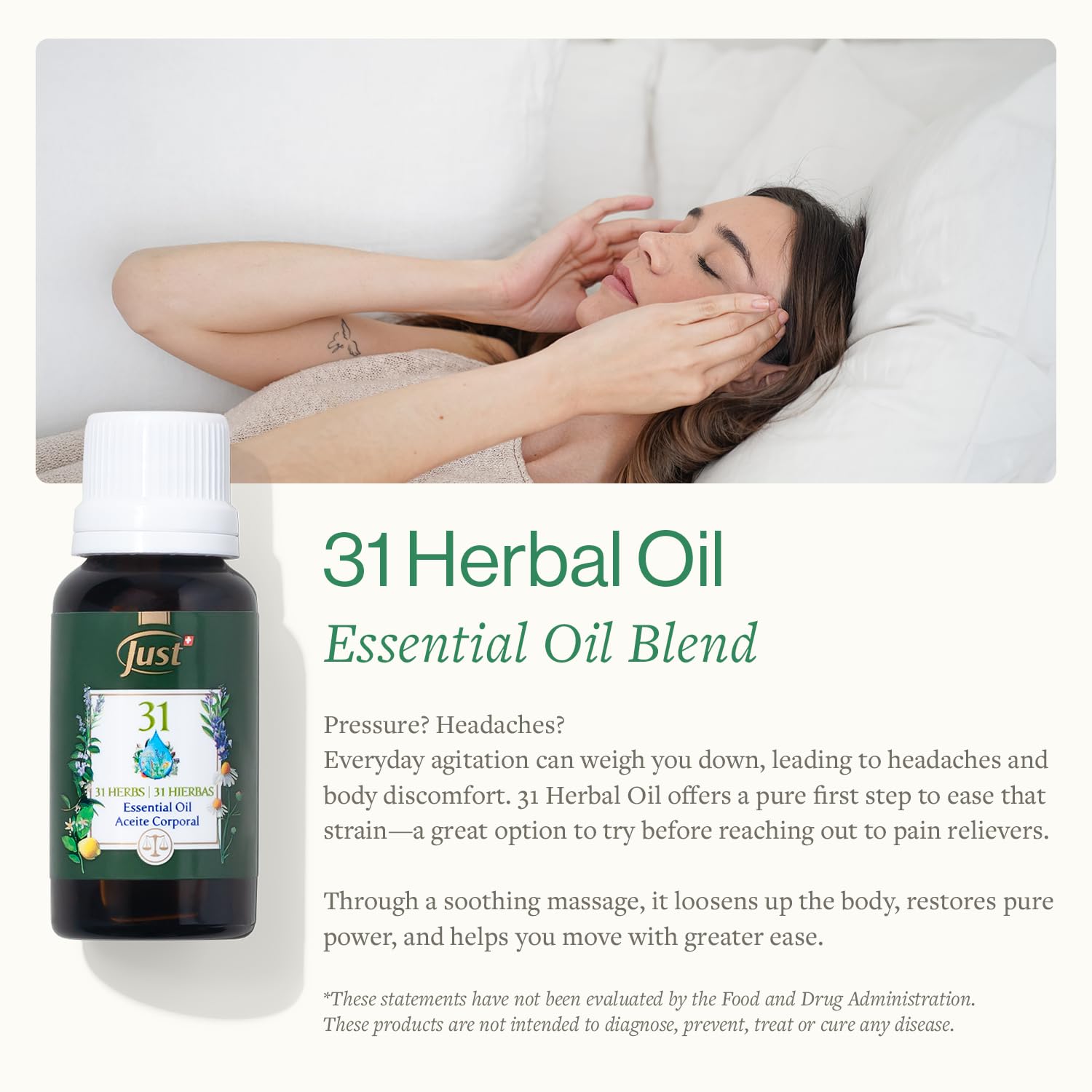 Application de l'huile 31 lors d'un massage pour détente enveloppante.
