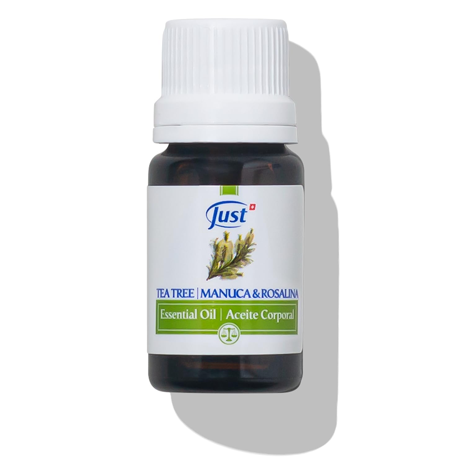 SwissJust huile arbre à thé – flacon 10 ml pour régénération cutanée douce.