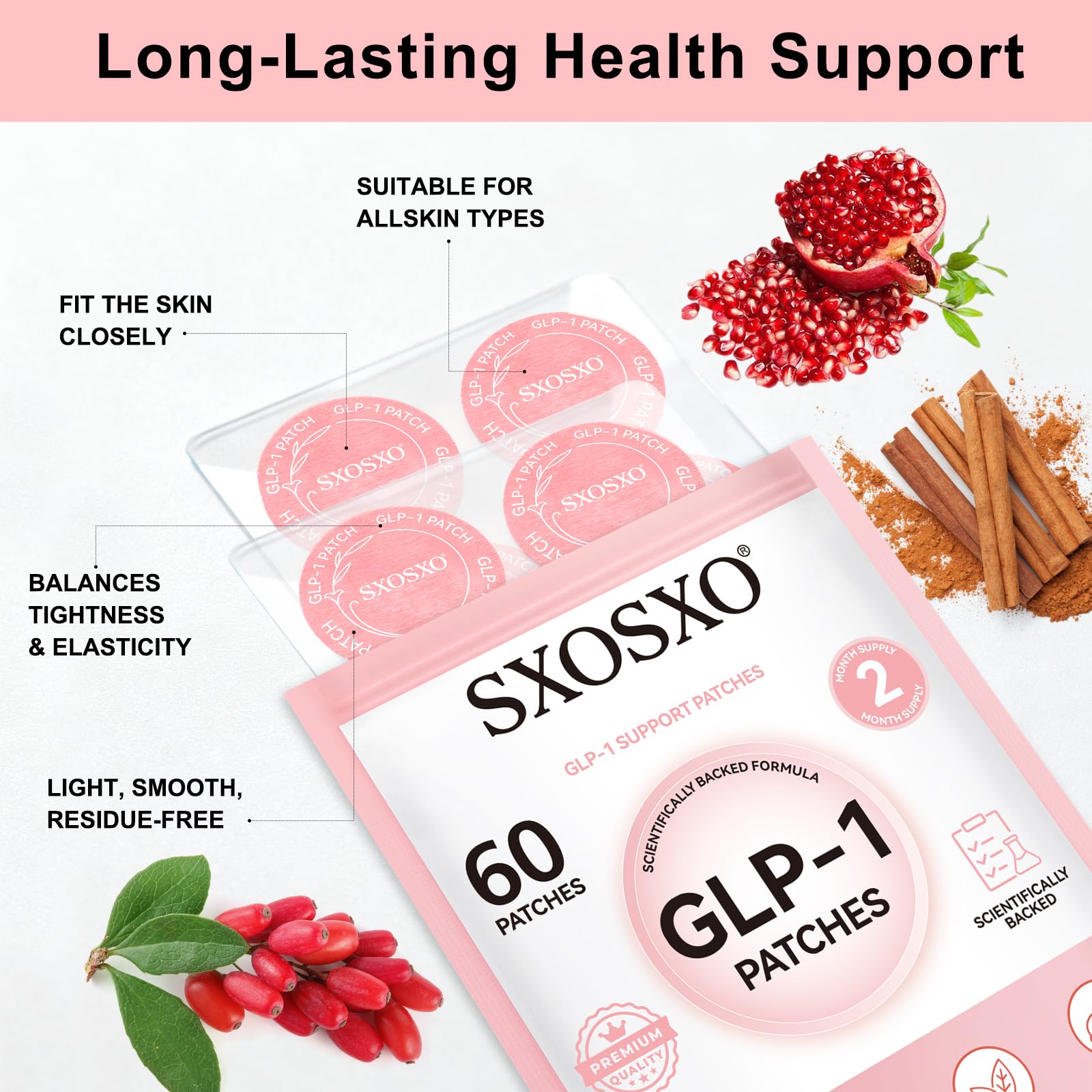 Patch GLP-1 SXOSXO : application facile sur la peau sans irritation.