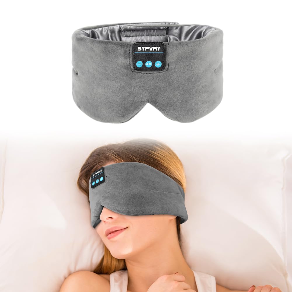SYPVRY masque sommeil avec écouteurs sans fil bloque lumière et offre un confort nocturne.