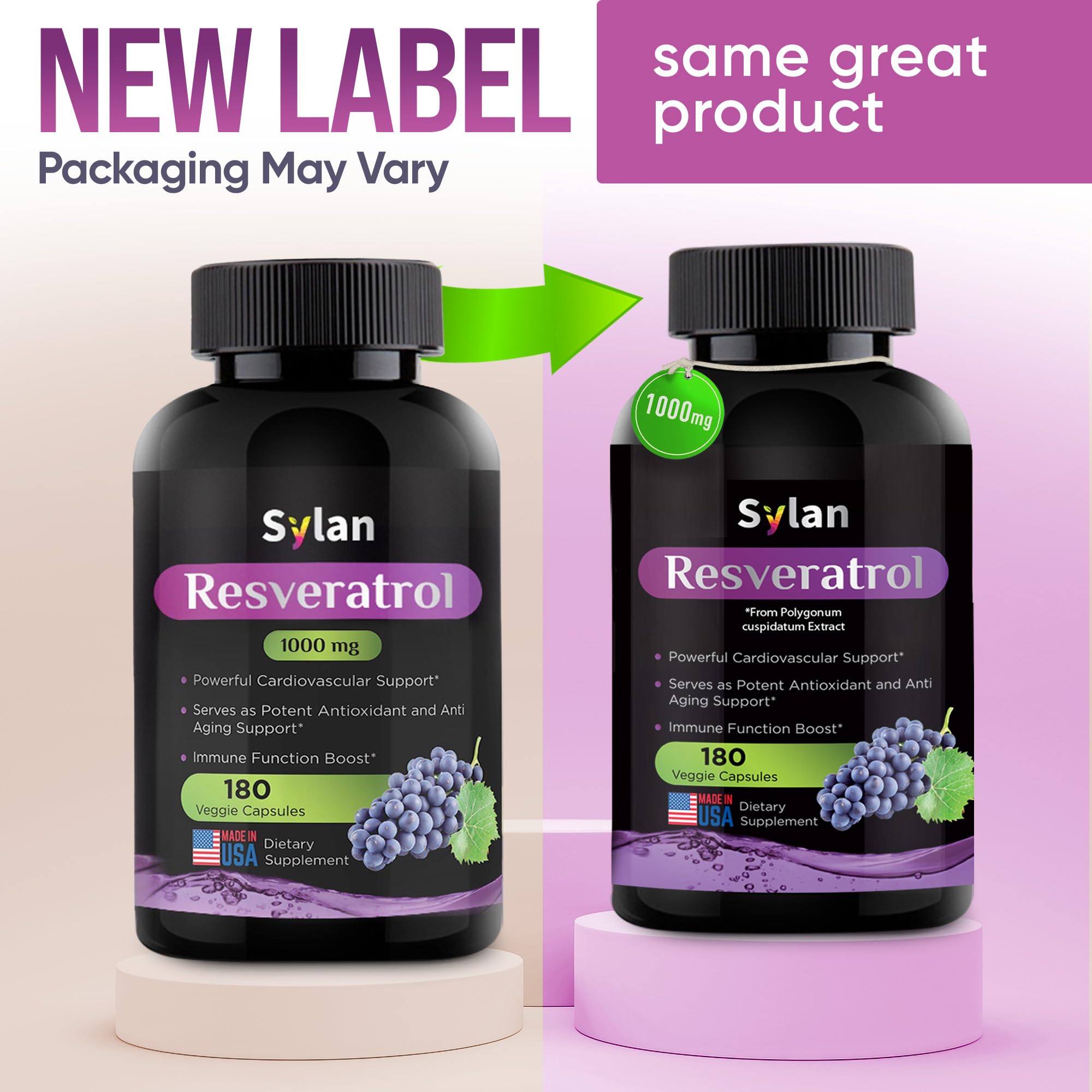 SYLAN résveratrol – bouteille de 180 capsules pour une routine pratique
