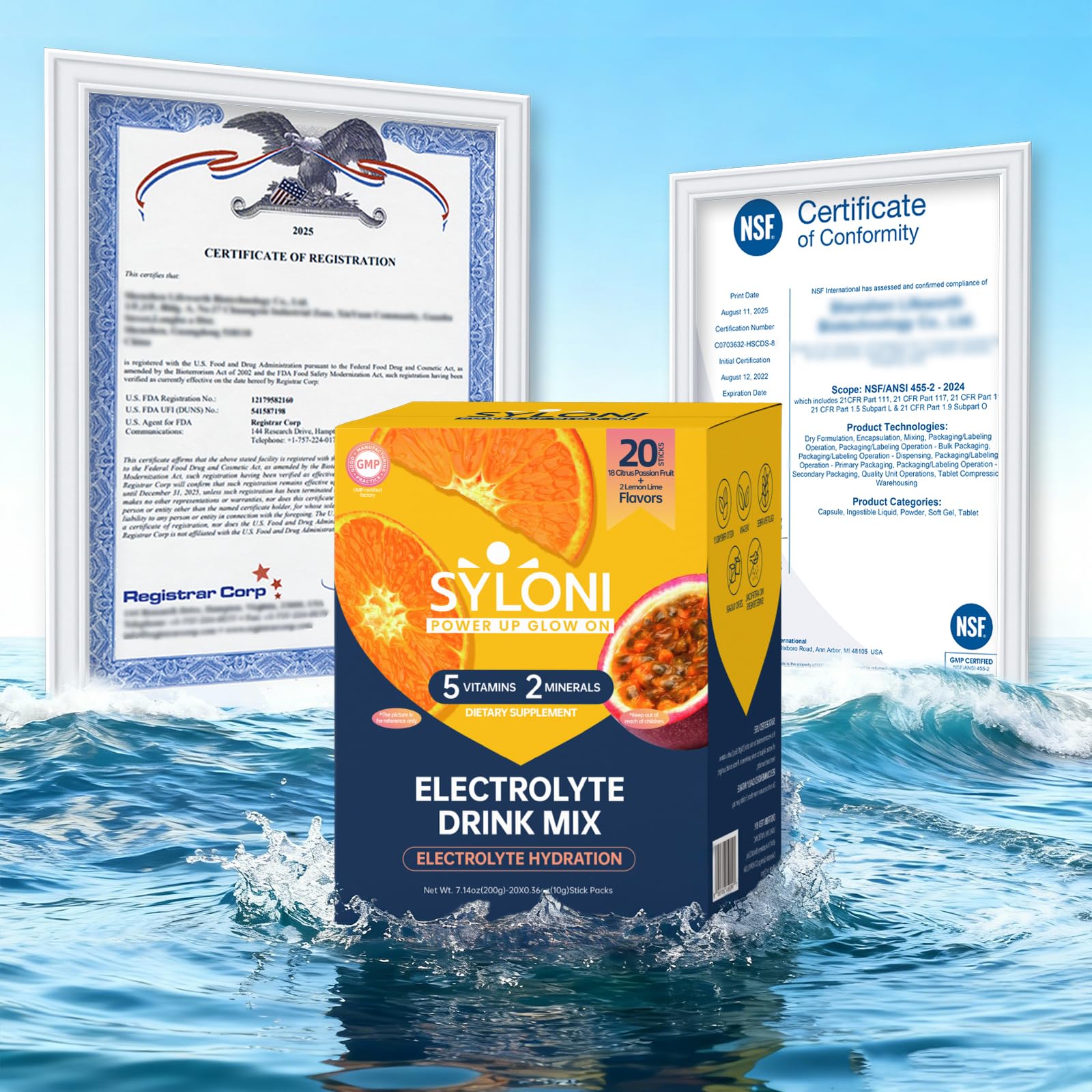 Syloni électrolytes pochette agrumes fruit de la passion saveur naturelle après l’effort