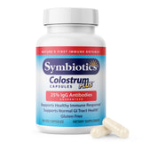 Symbiotics Colostrum capsules, bouteille pratique pour le quotidien et le soutien immunitaire.