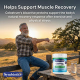 Symbiotics Colostrum Plus Poudre – étiquette claire, traçabilité et transparence.