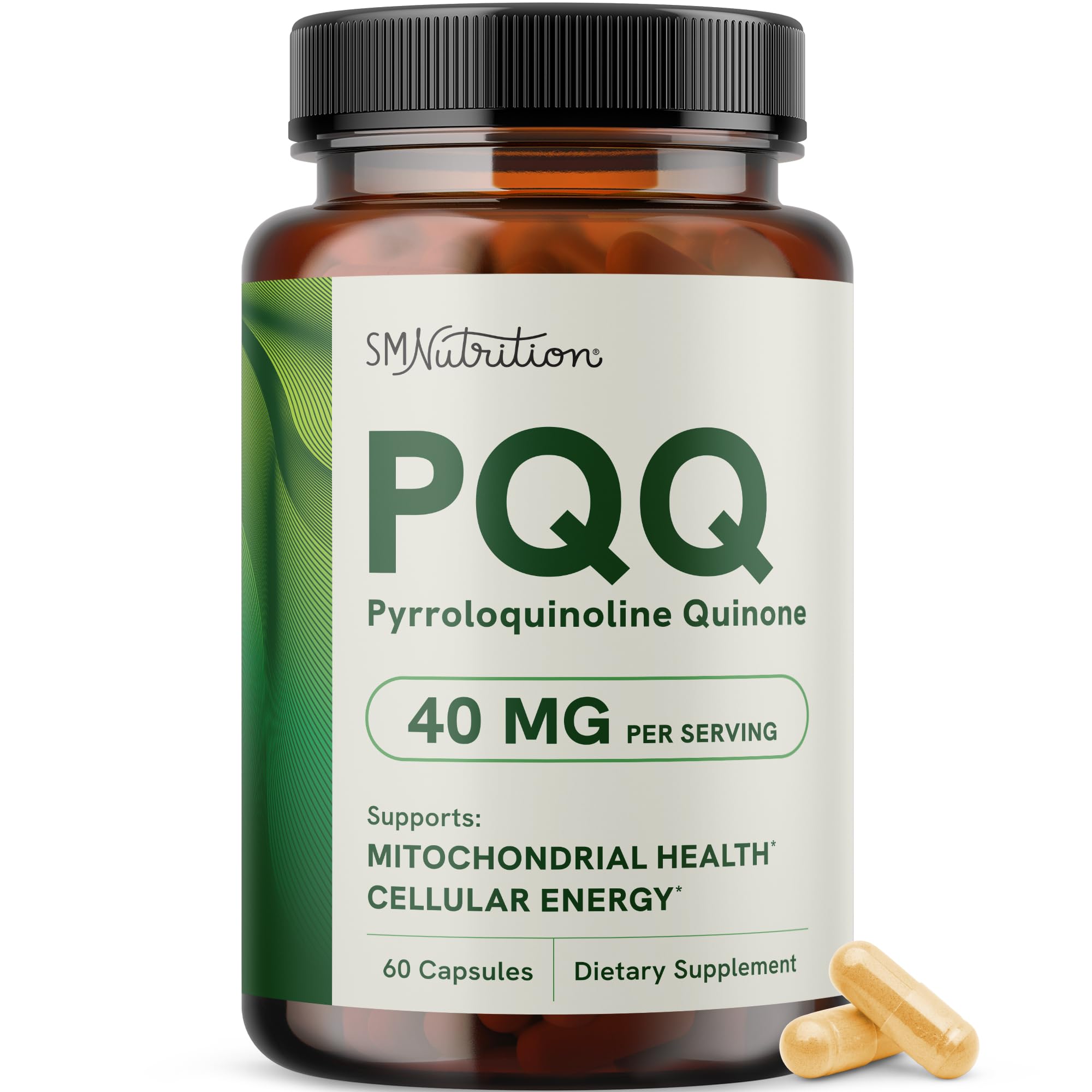 SMNutrition PQQ 40 mg – boite de gélules, soutien potentiel énergie cellulaire.