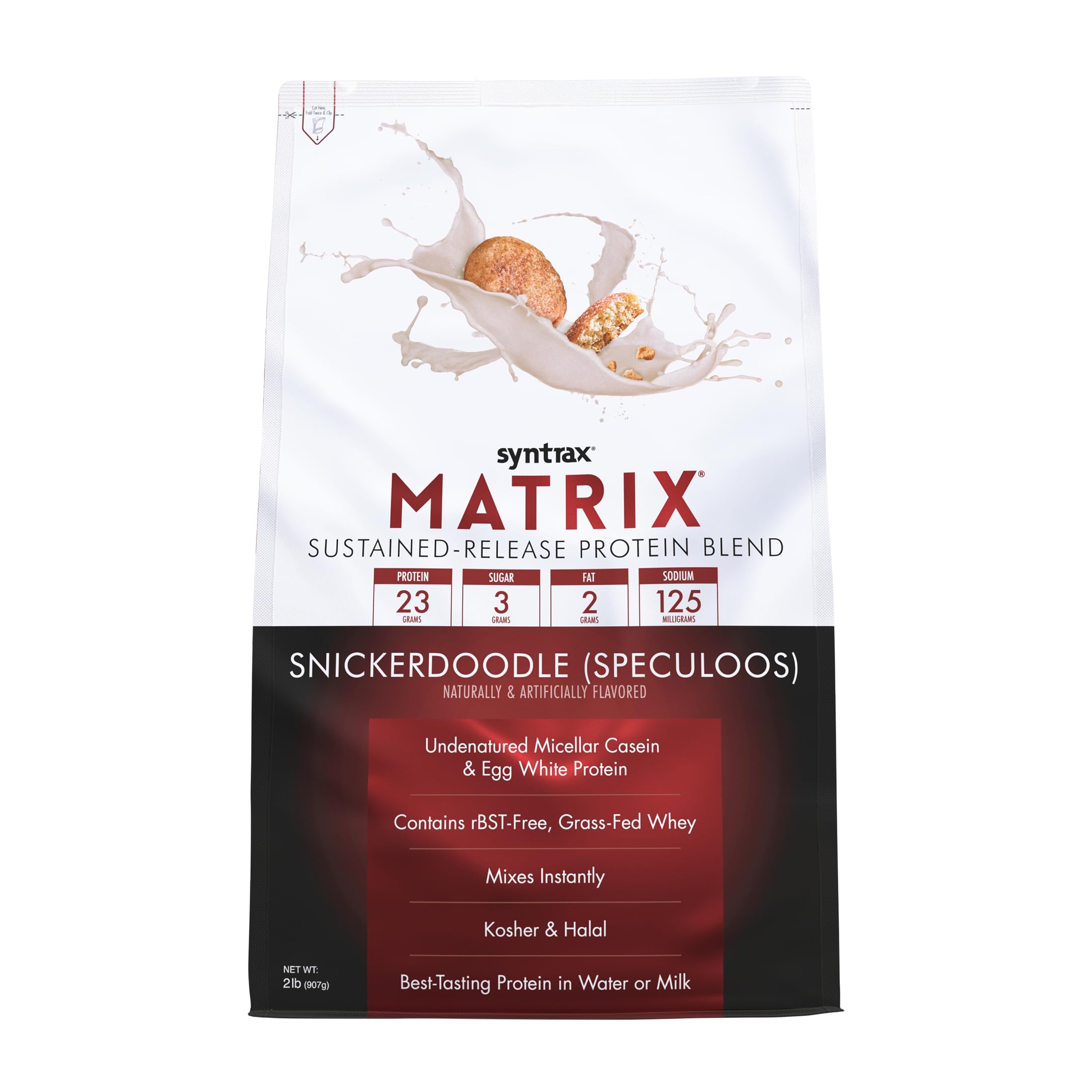 Syntrax Matrix etiquette-bouteille, dosage pratique pour shakes rapides.