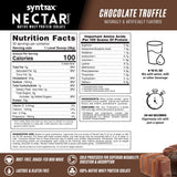 Syntrax Nectar Sweets: texture poudre chocolat, expérience gustative rapide.