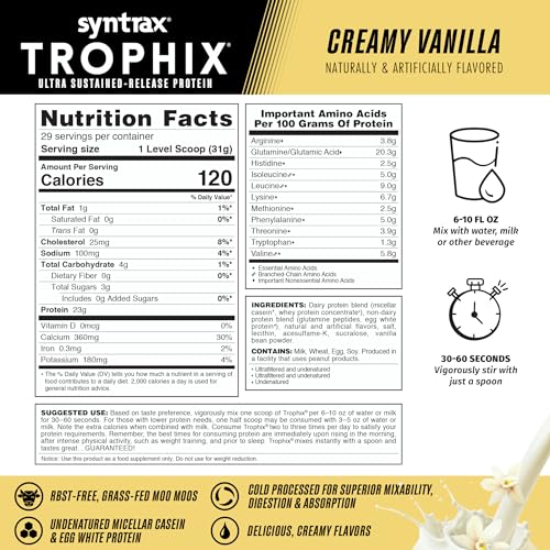 Syntrax Trophix caseine-micellaire undenaturee, libération lente et satiété.