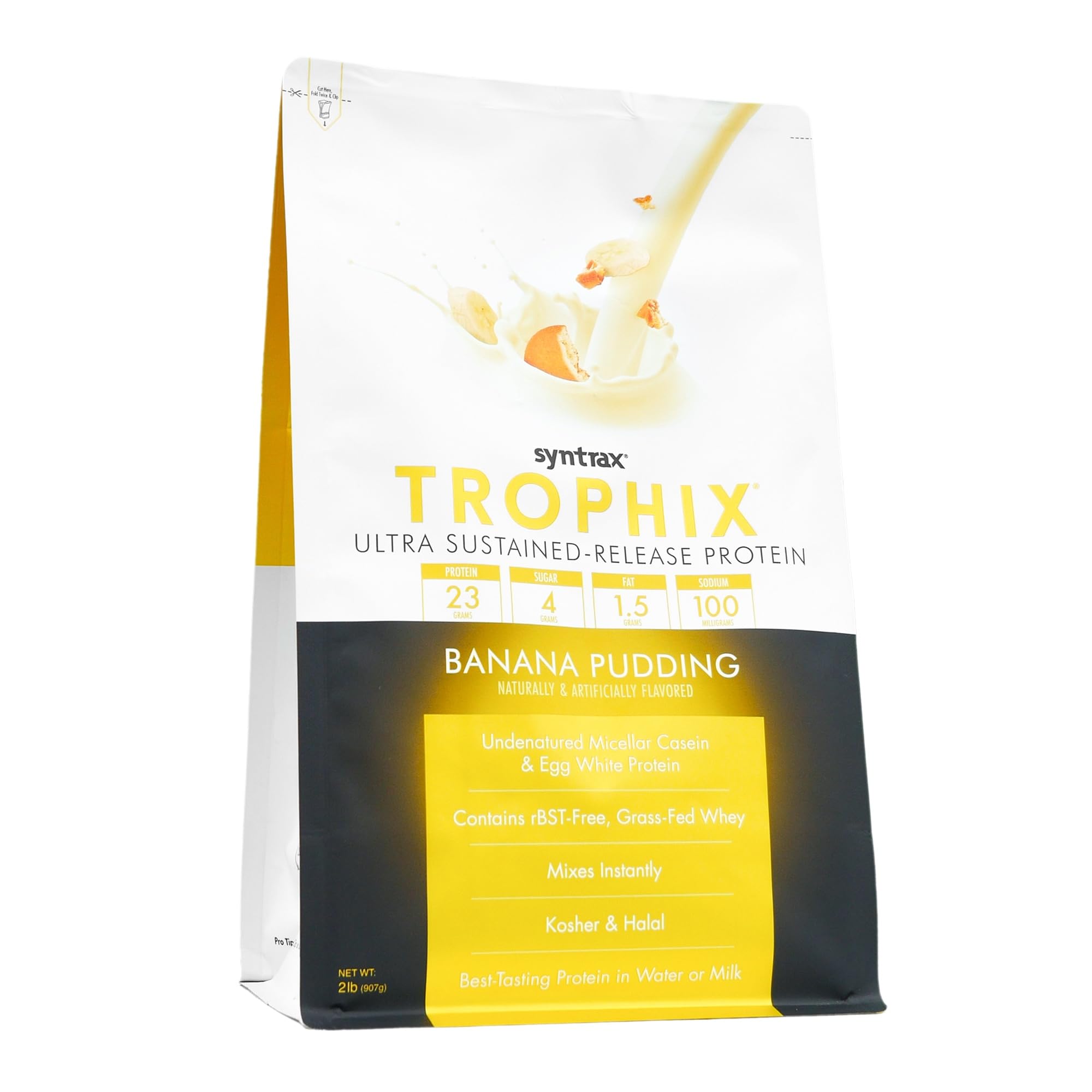 Doseuse Trophix et sachet prêt à doser facilement après l’effort.
