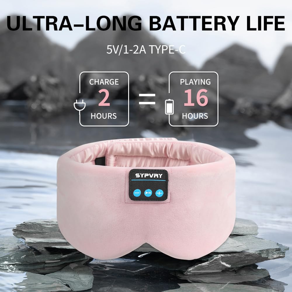 SYPVRY bandeau sommeil doux rose bloque la lumière pour mieux dormir