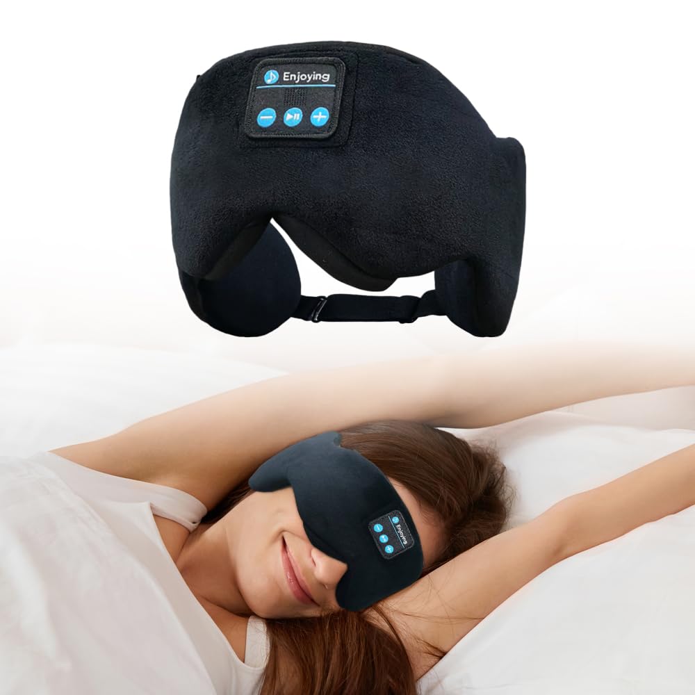 SYPVRY masque sommeil avec casque intégré, écoute sans fil pendant le repos.