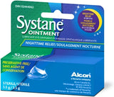Pommade oculaire nocturne Systane, bouteille, offre confort nocturne prolongé pour les yeux secs.