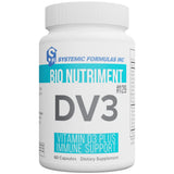 Systemic Formulas DV3: bouteille affichant le soutien immunitaire potentiel.