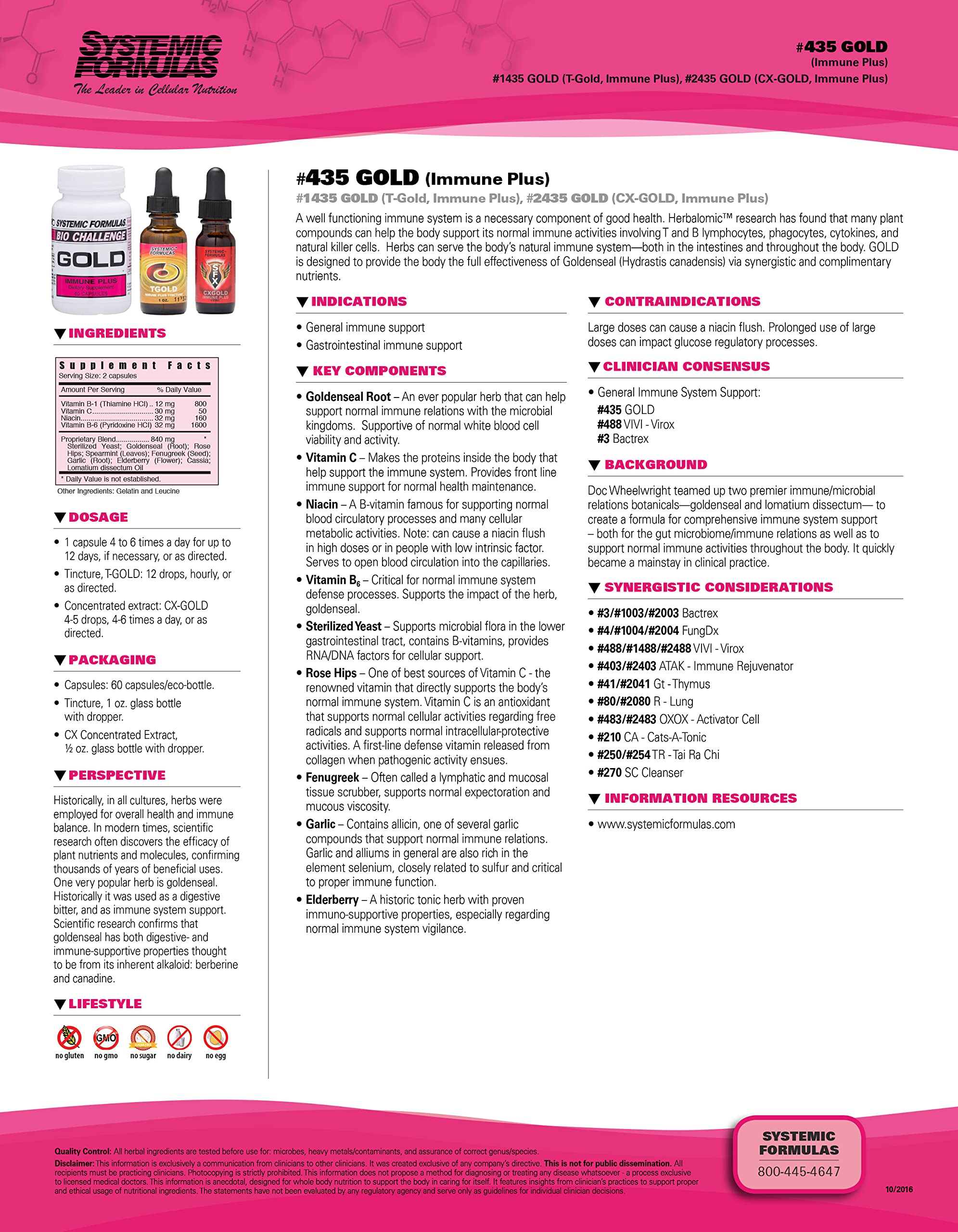 Systemic Formulas Gold Immune Plus – capsules, format pratique pour le quotidien.