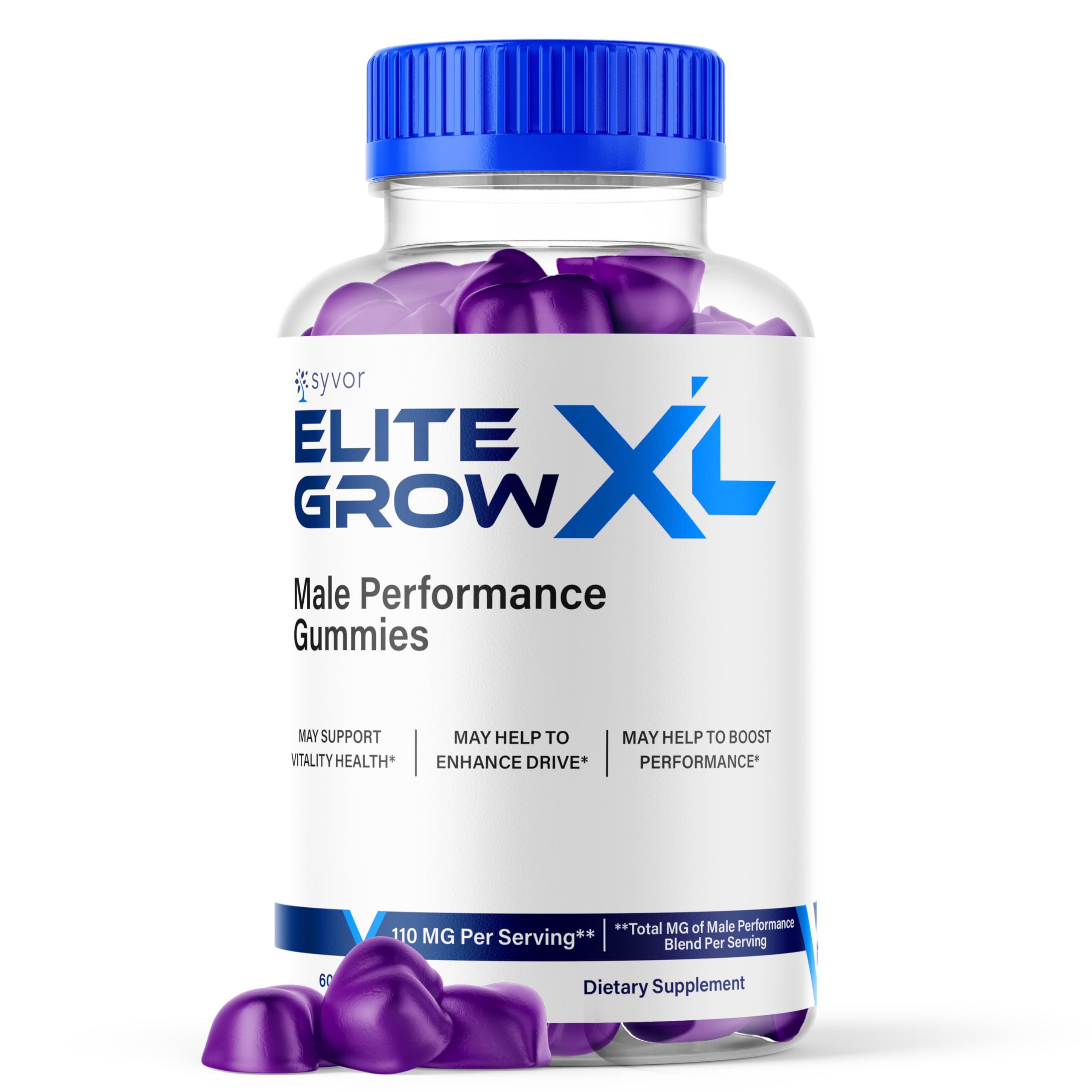 Syvor Elite Grow XL Gummies emballage élégant pour rangement pratique.
