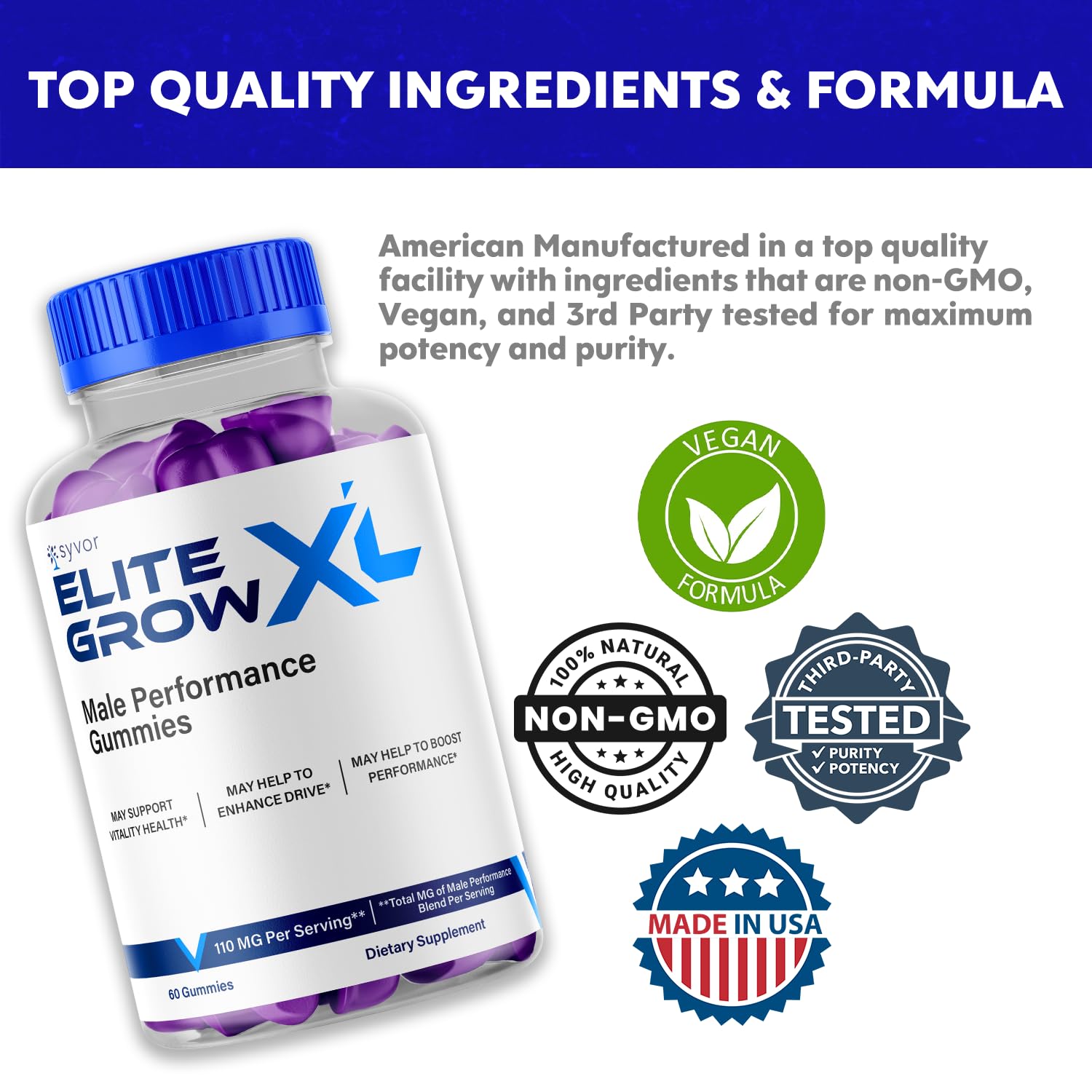 Syvor Elite Grow XL Gummies saveur fruitée pour une dégustation plaisante.