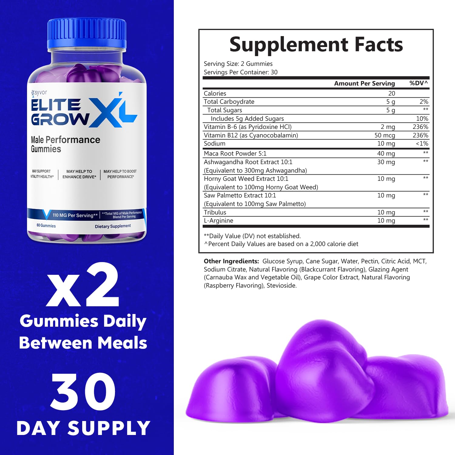 Syvor Elite Grow XL Gummies texture masticable parfaite pour croquer.