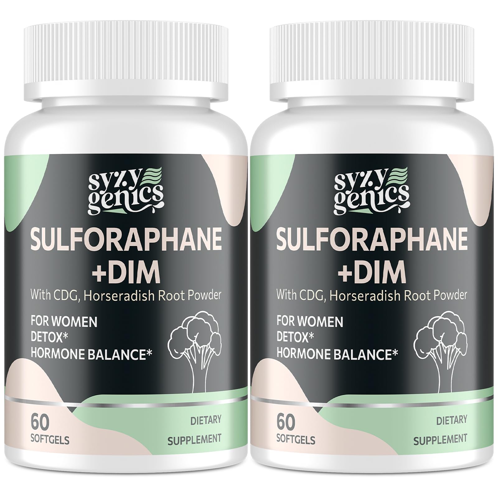 SYZY GENICS sulforaphane en bouteille vegan, soutien potentiel à l'équilibre quotidien.