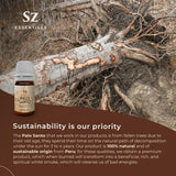 Sz Essentials Palo Santo purifiée pour purification énergétique et méditation.