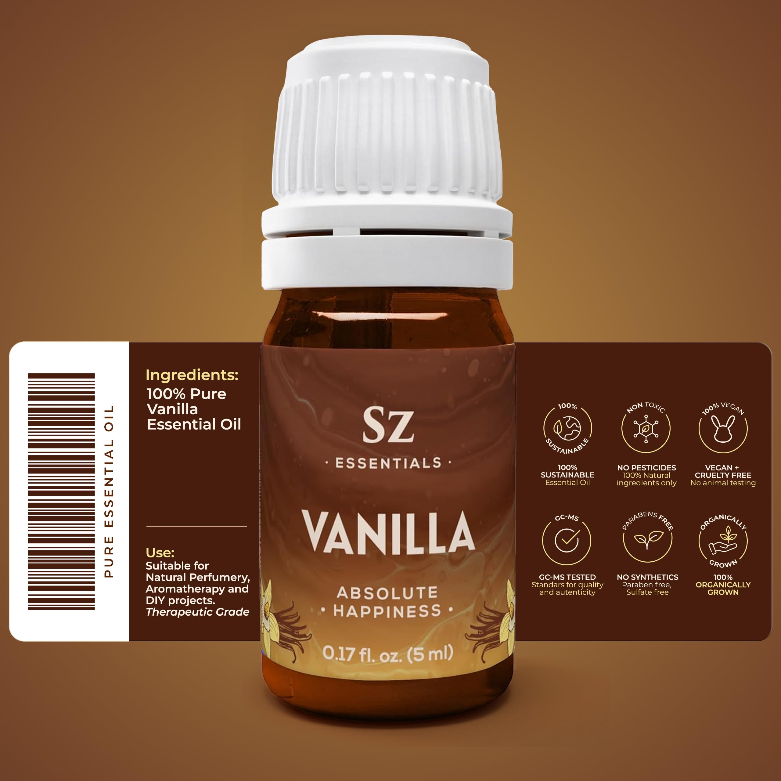 Sz Essentials Vanille - Arôme exotique idéal pour diffuser en aromathérapie.