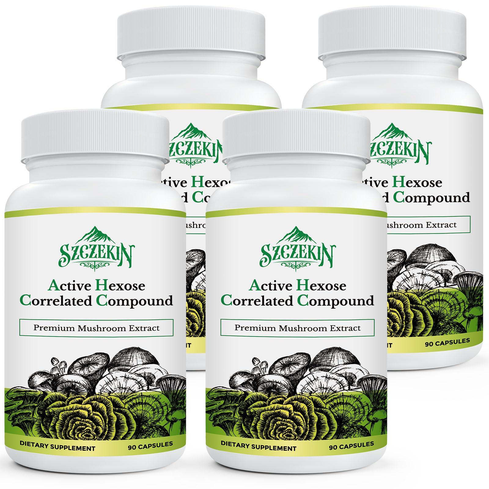 SZCZEKIN AHCC 1500 mg – bouteille montrant les capsules véganes faciles à prendre