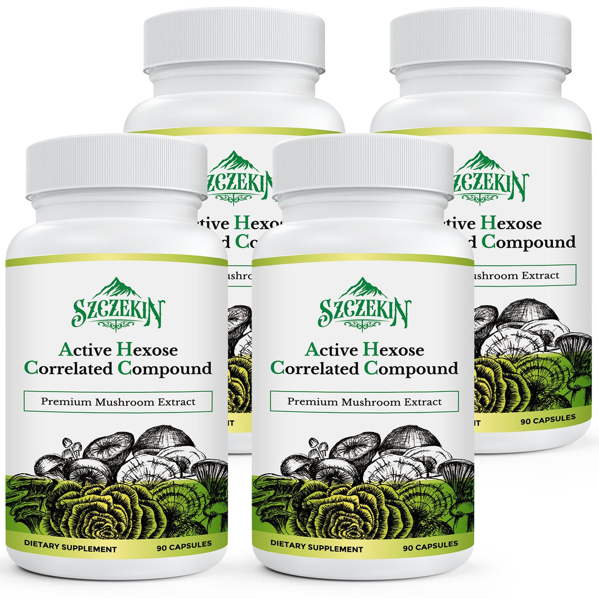 SZCZEKIN AHCC 1500 mg – bouteille montrant les capsules véganes faciles à prendre