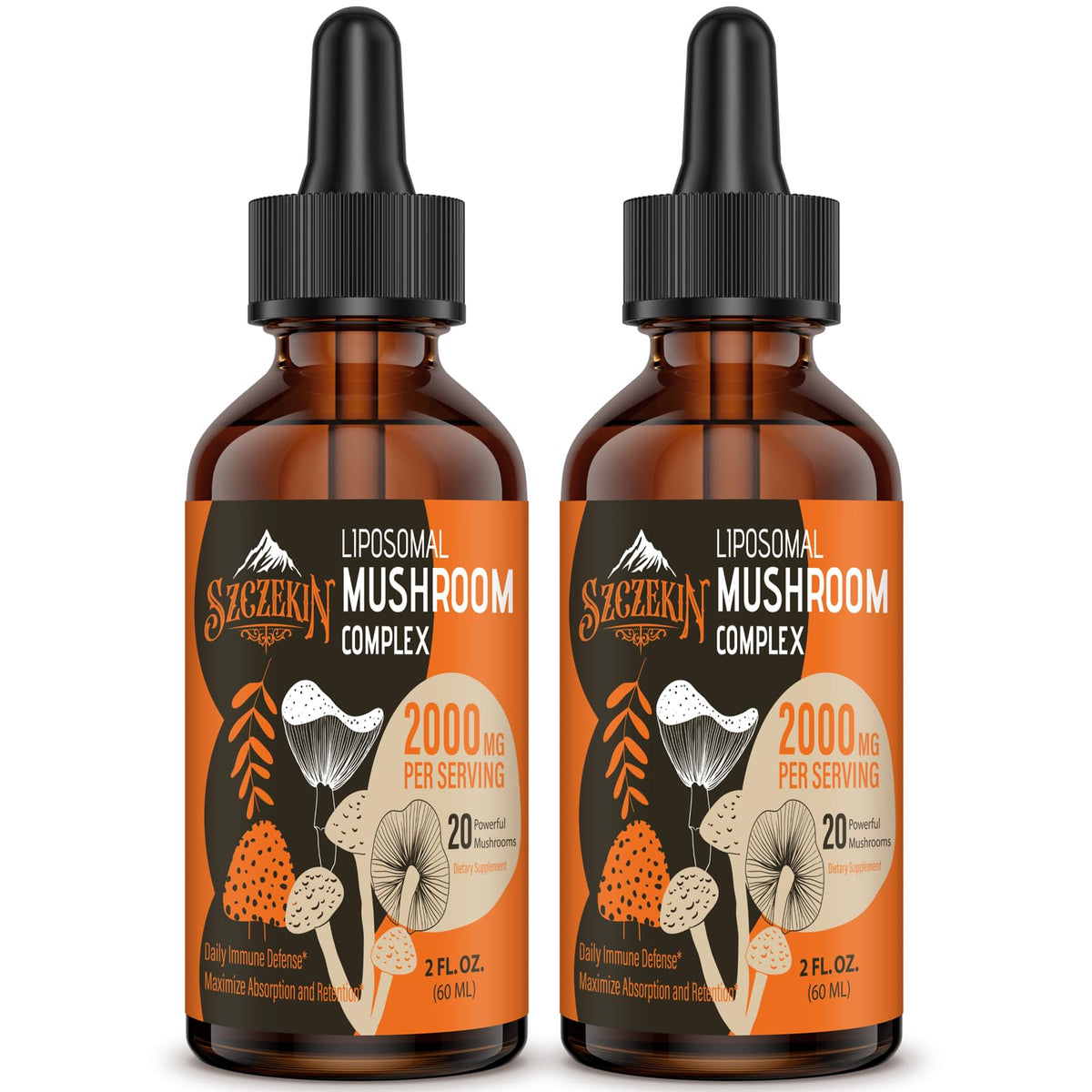 Gouttes liposomales SZCZEKIN dans une bouteille, absorption améliorée pour le soutien immunitaire.