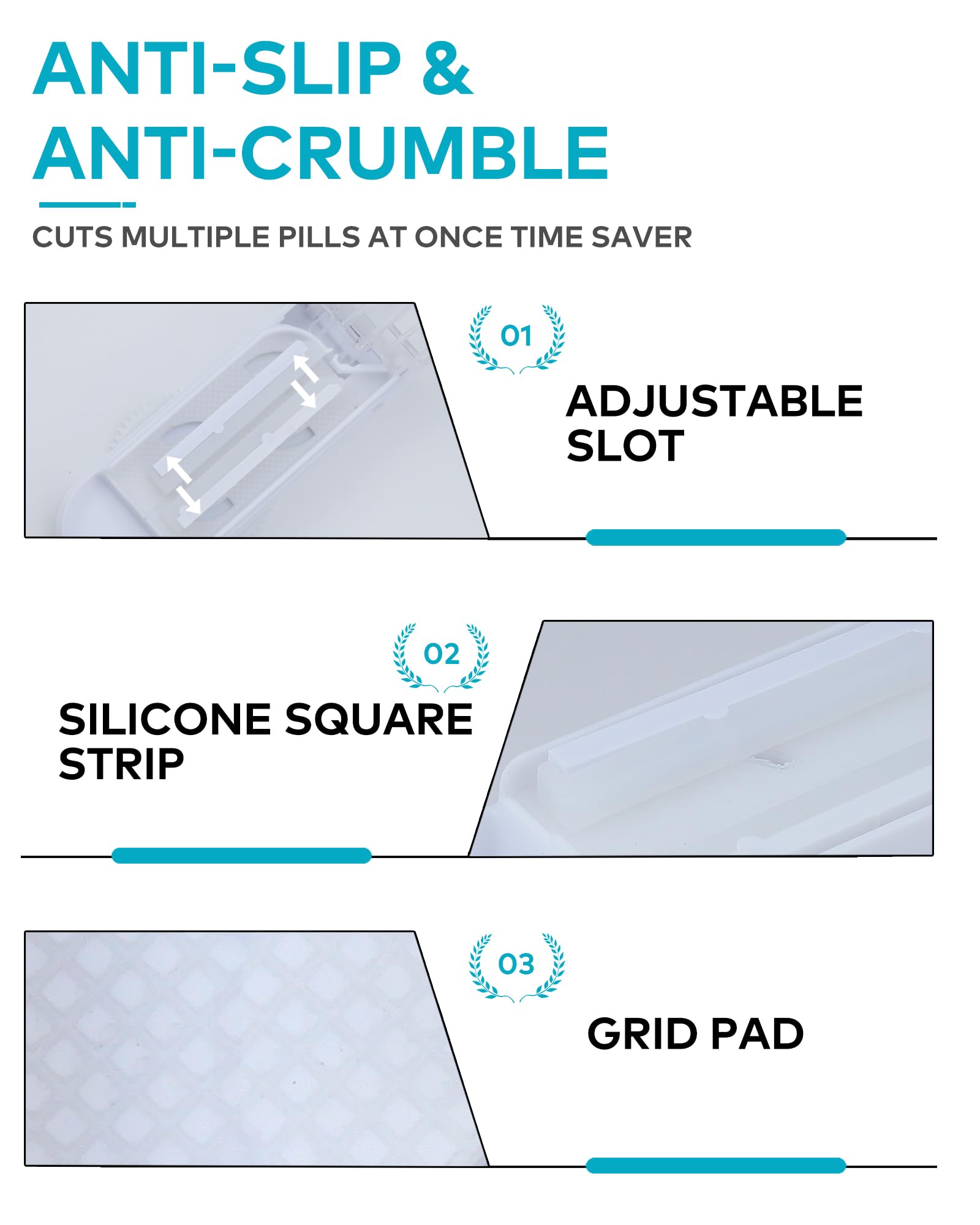 SZREDU plaque silicone anti-glissement assure le maintien des pilules.