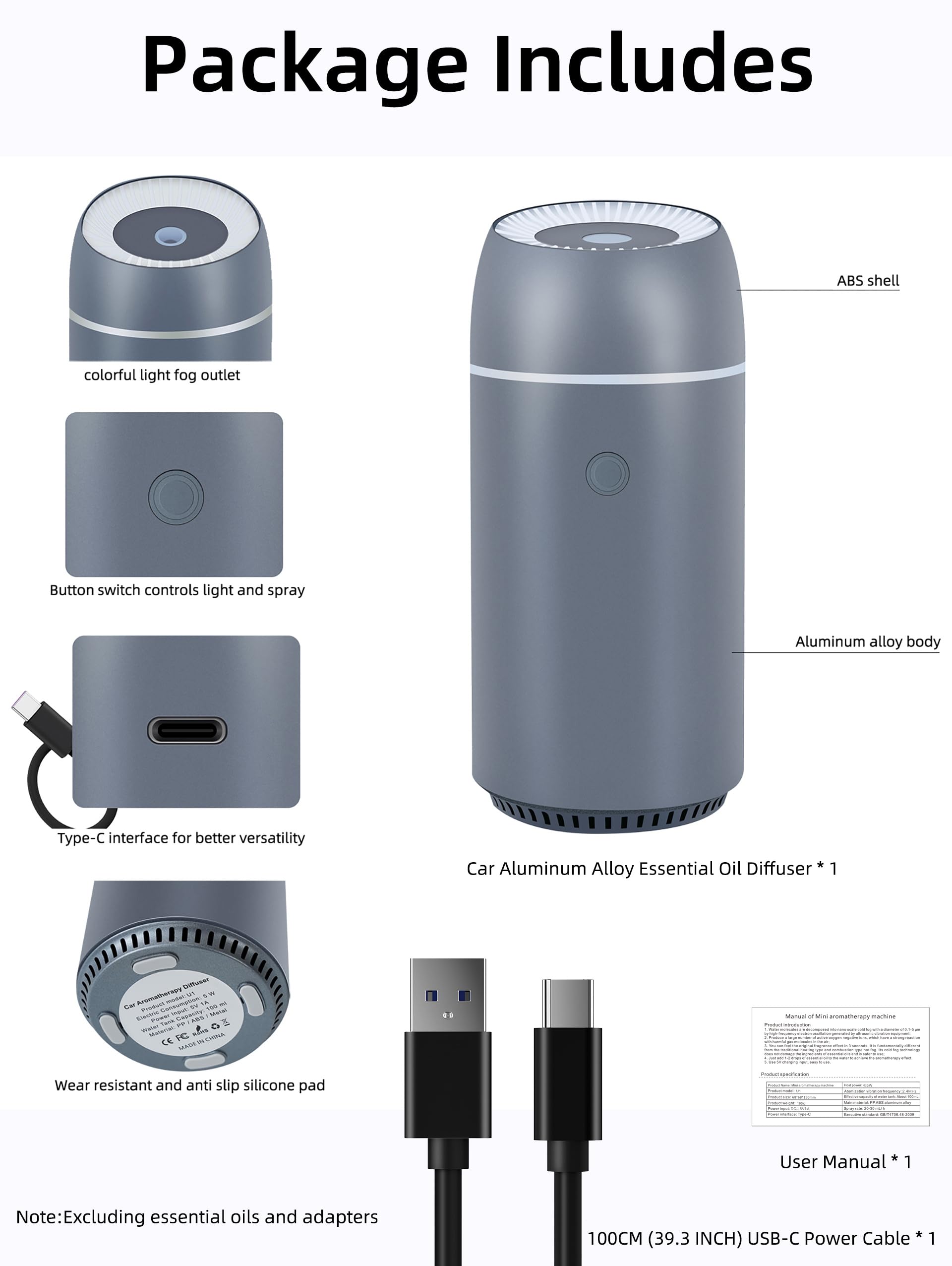 Design en aluminium gris Szyuwolf, inoxydable et leger