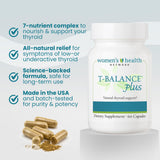T-Balance Plus – ingrédients clés visibles pour soutenir l'équilibre hormonal.